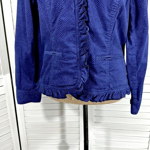 Chico's Corduroy Jacket Size 1 (8) Snake Print Stretch Ruffled - Picture 13 of 16